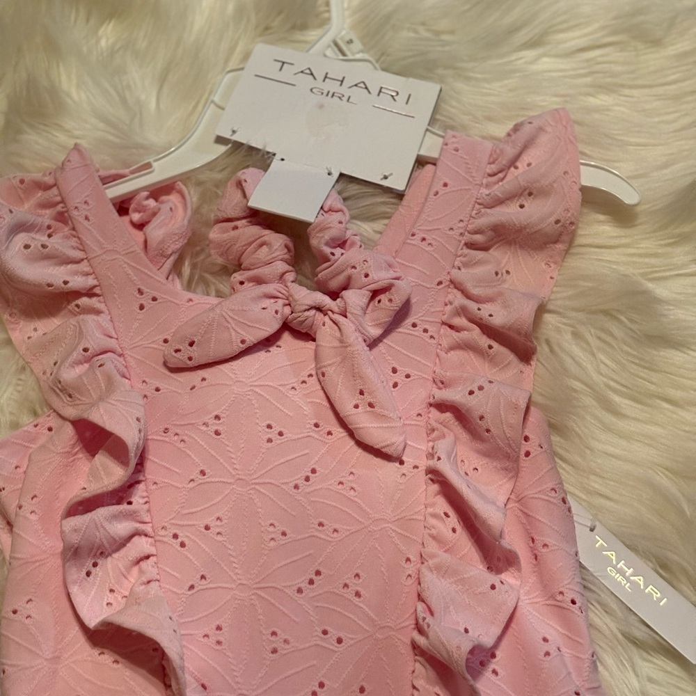 Pink Ruffled Eyelet Romper - Picture 3 of 3